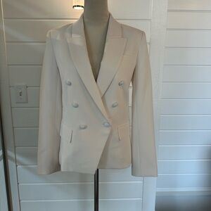 Elegant Cream Double-Breasted Women's Blazer